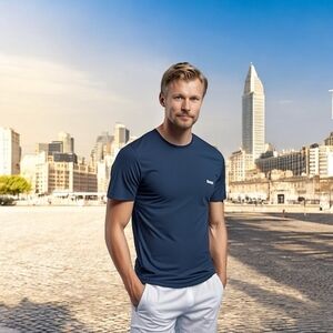 BOSS Stretch Cotton T-Shirt Men’s Navy Blue Short Sleeve Tee Size L NWOT